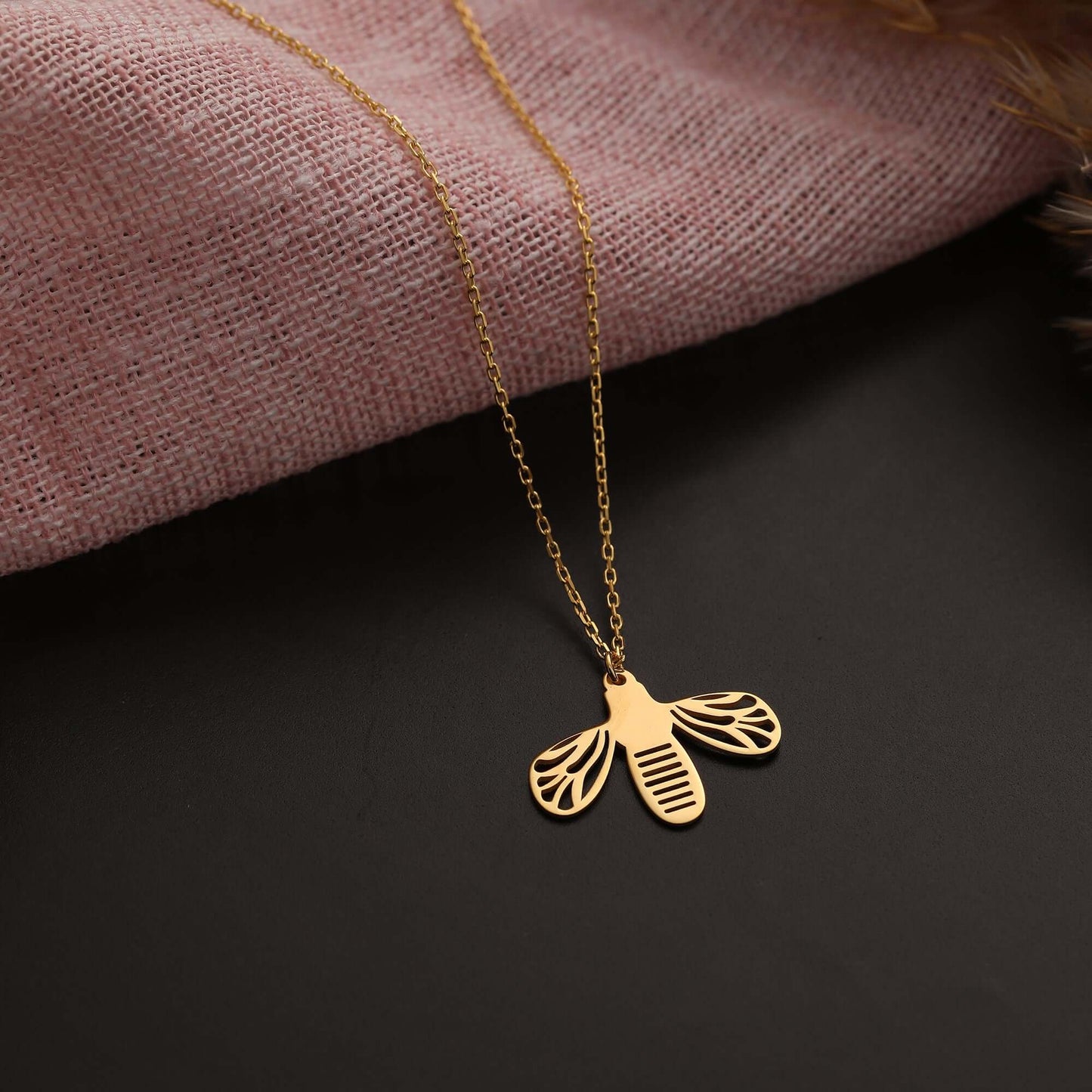 925 Ayar Gümüş Minimal Arı Kolye - ÖzelSen