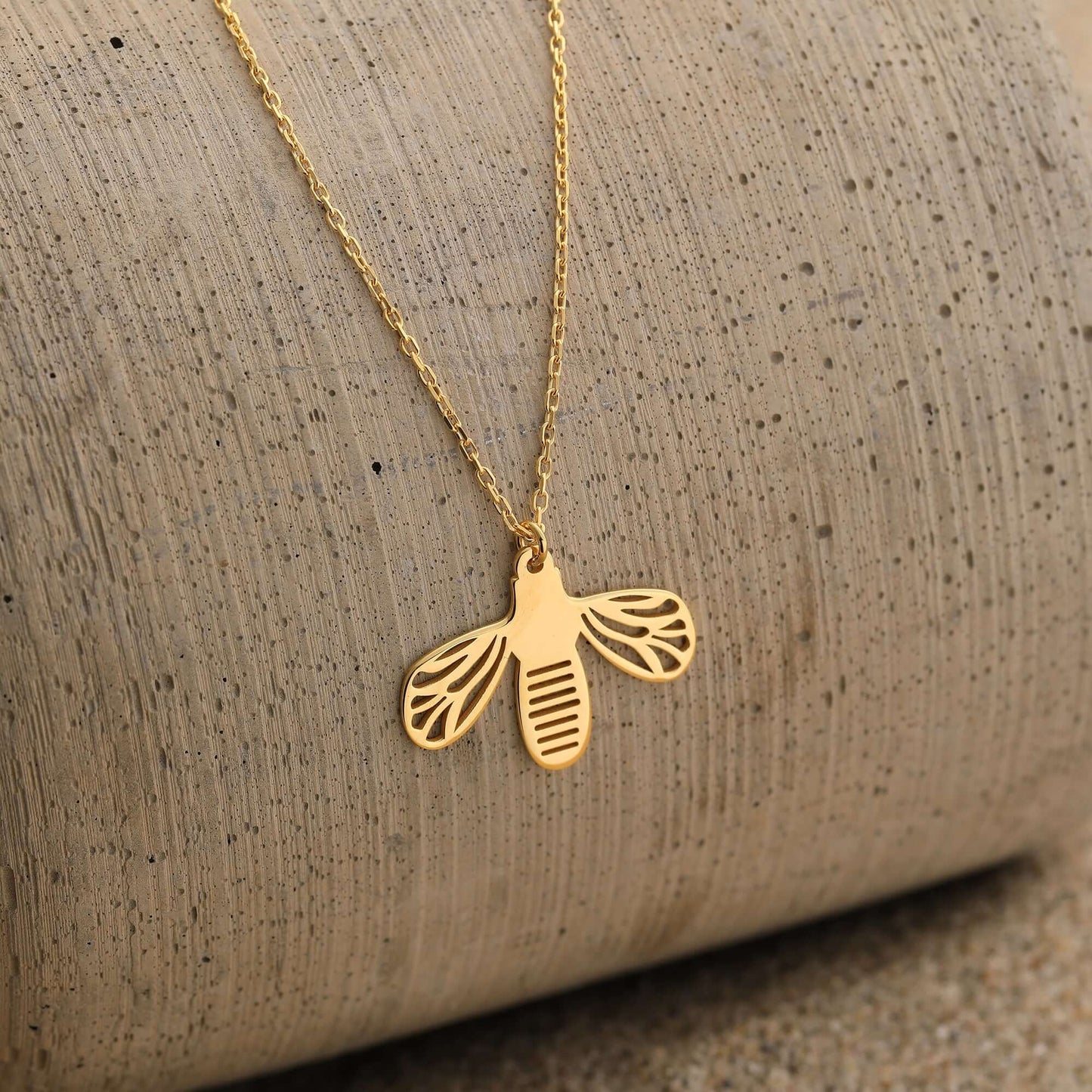 925 Ayar Gümüş Minimal Arı Kolye - ÖzelSen