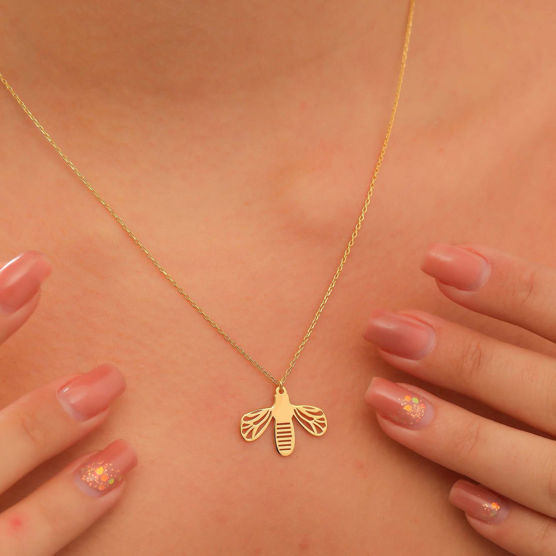 925 Ayar Gümüş Minimal Arı Kolye - ÖzelSen