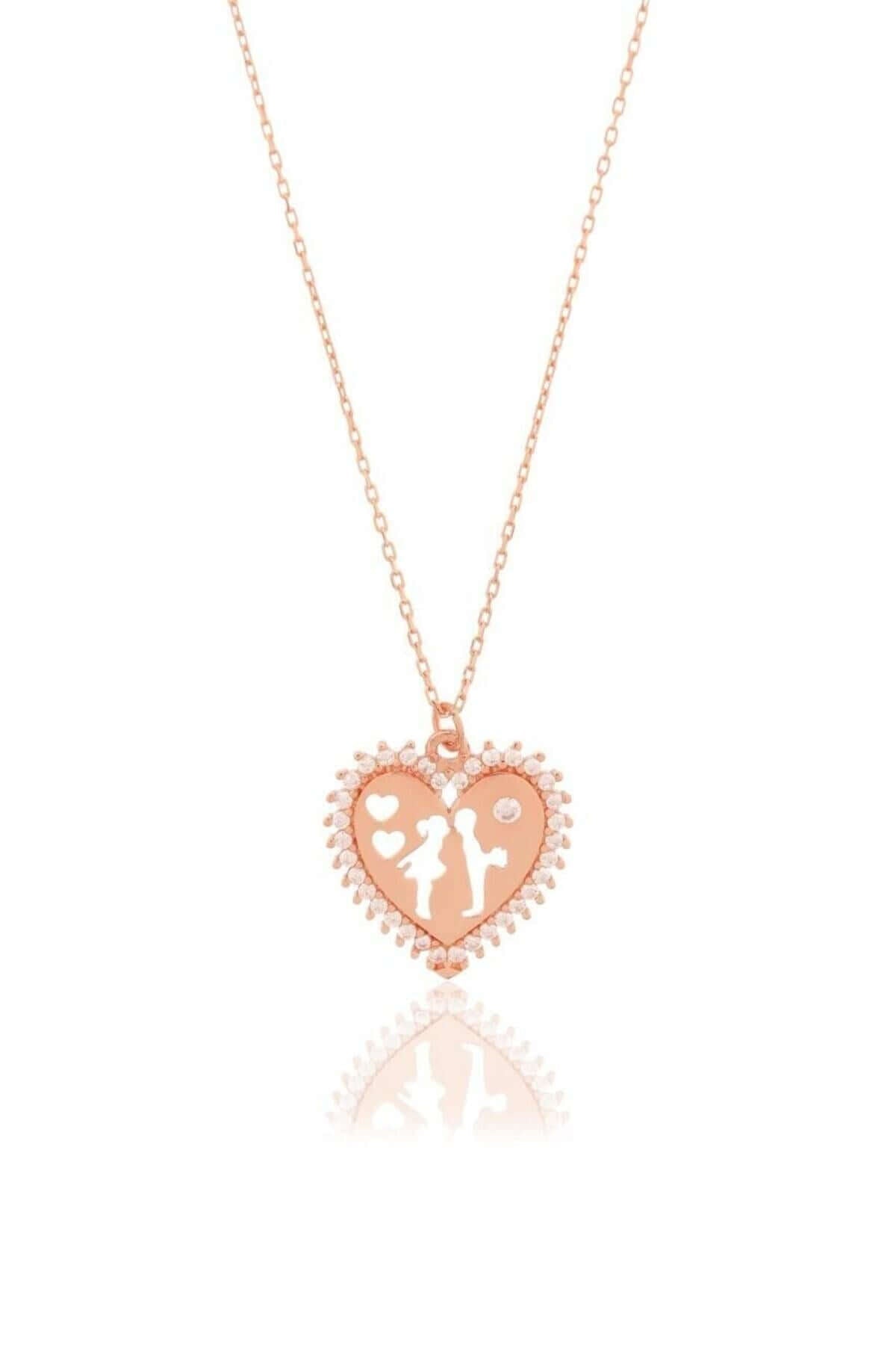 Aşıklar 925 Ayar Gümüş Kalpli Kolye - ÖzelSen