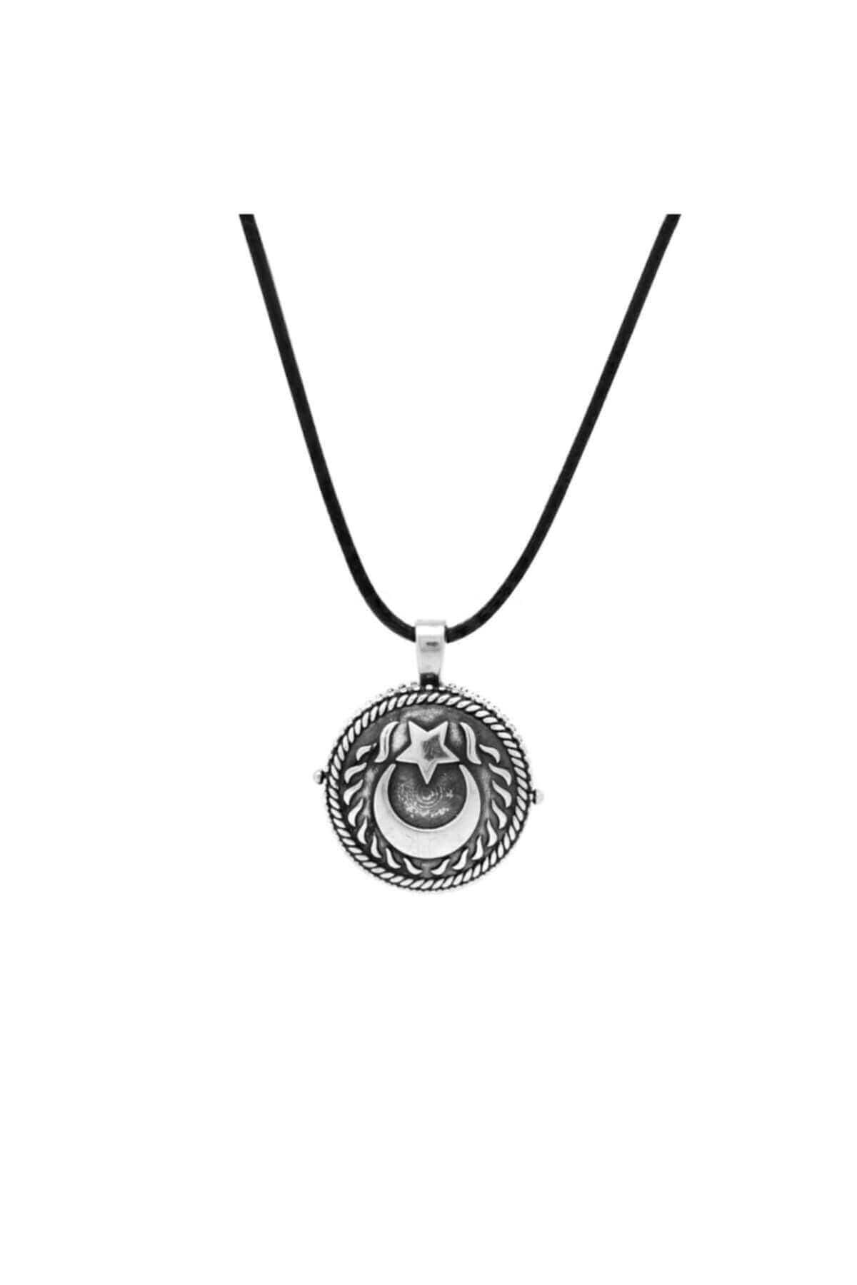 Ayetel Kürsi İşlemeli Gümüş Ay Yıldız Kolye - ÖzelSen