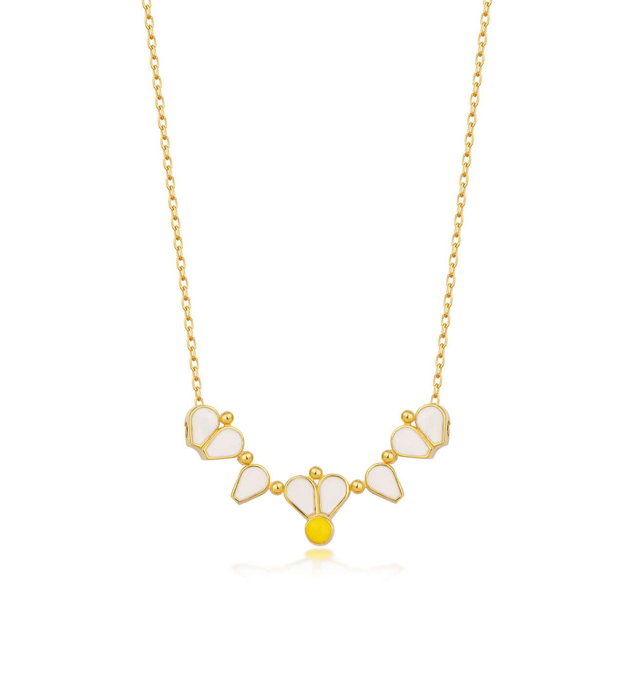 Beyaz Mineli 925 Ayar Gümüş Papatya Kolye - ÖzelSen