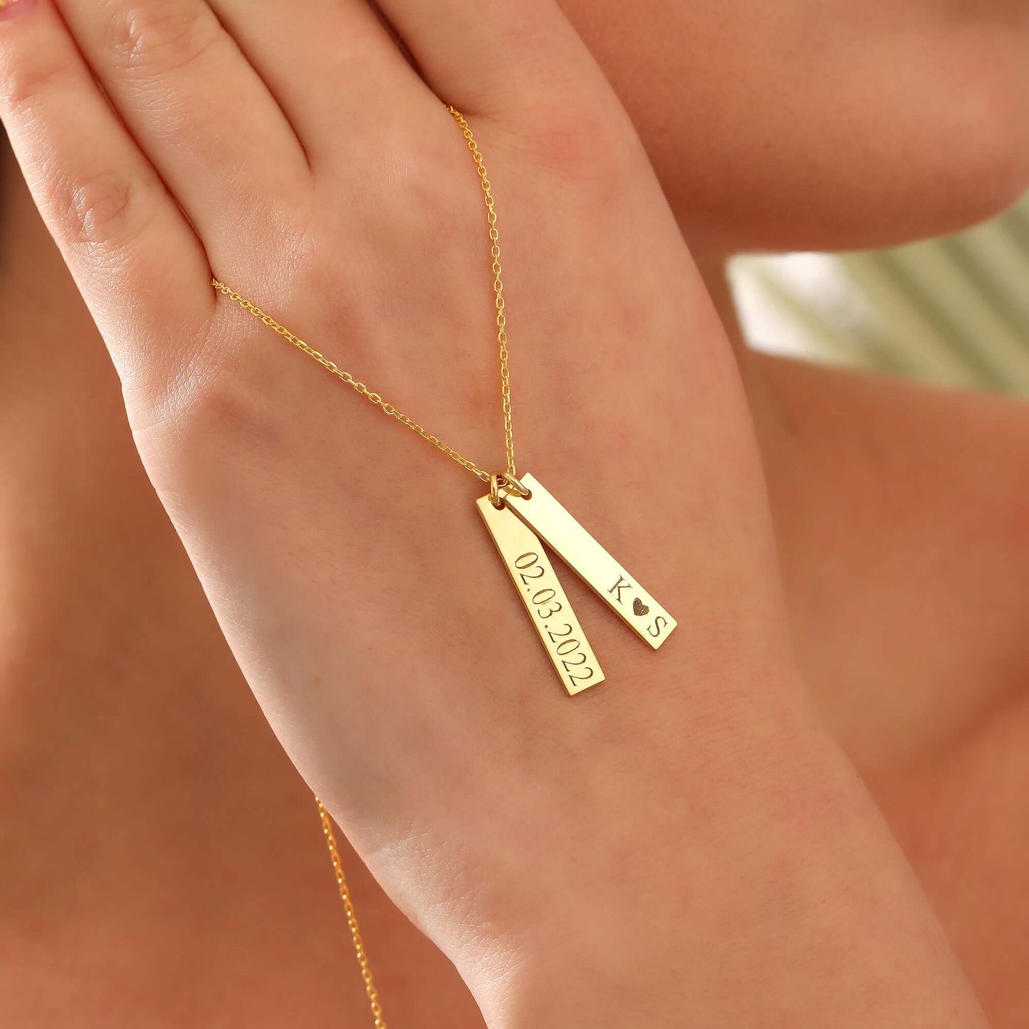 Çift Plakalı 925 Ayar Gümüş İsimli Kolye - ÖzelSen