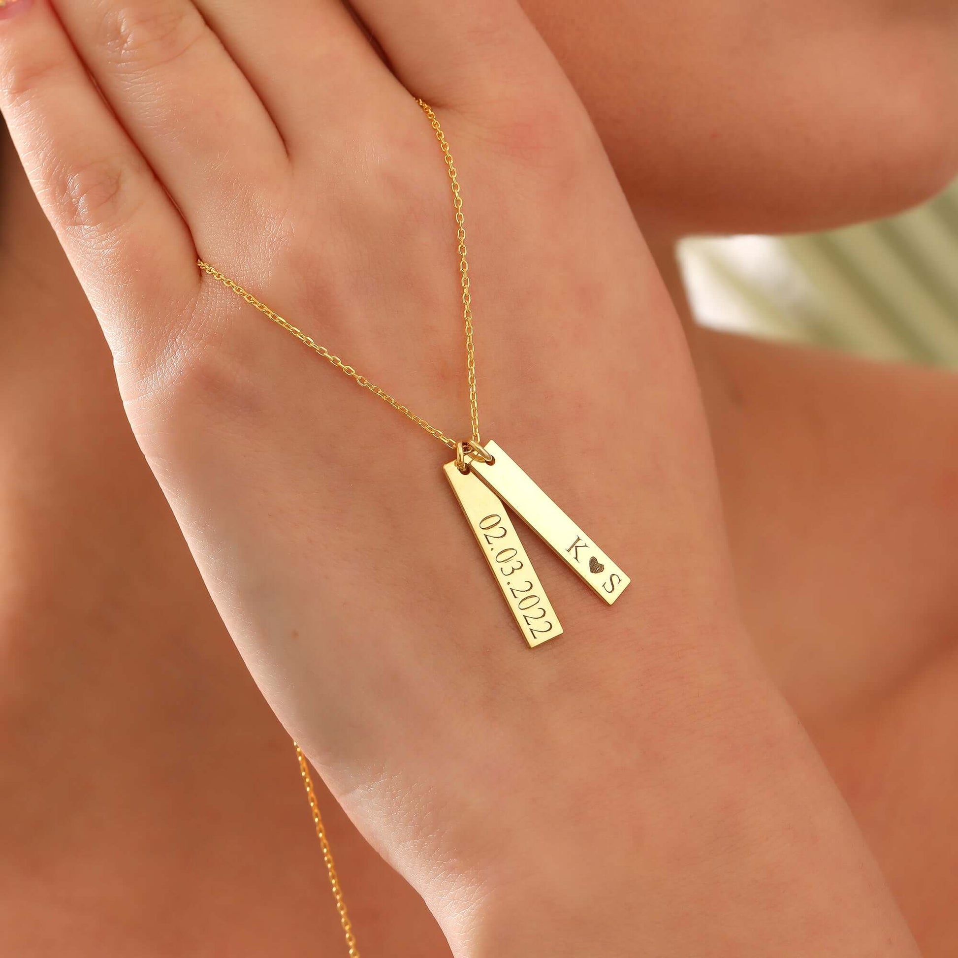 Çift Plakalı 925 Ayar Gümüş İsimli Kolye - ÖzelSen