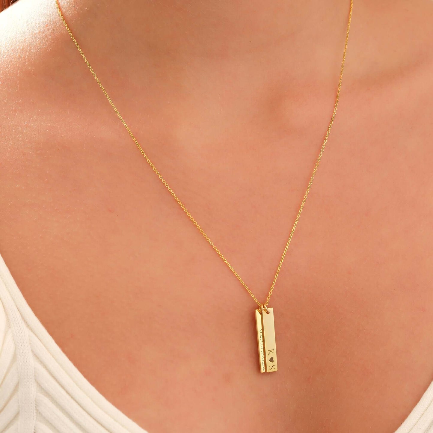 Çift Plakalı 925 Ayar Gümüş İsimli Kolye - ÖzelSen