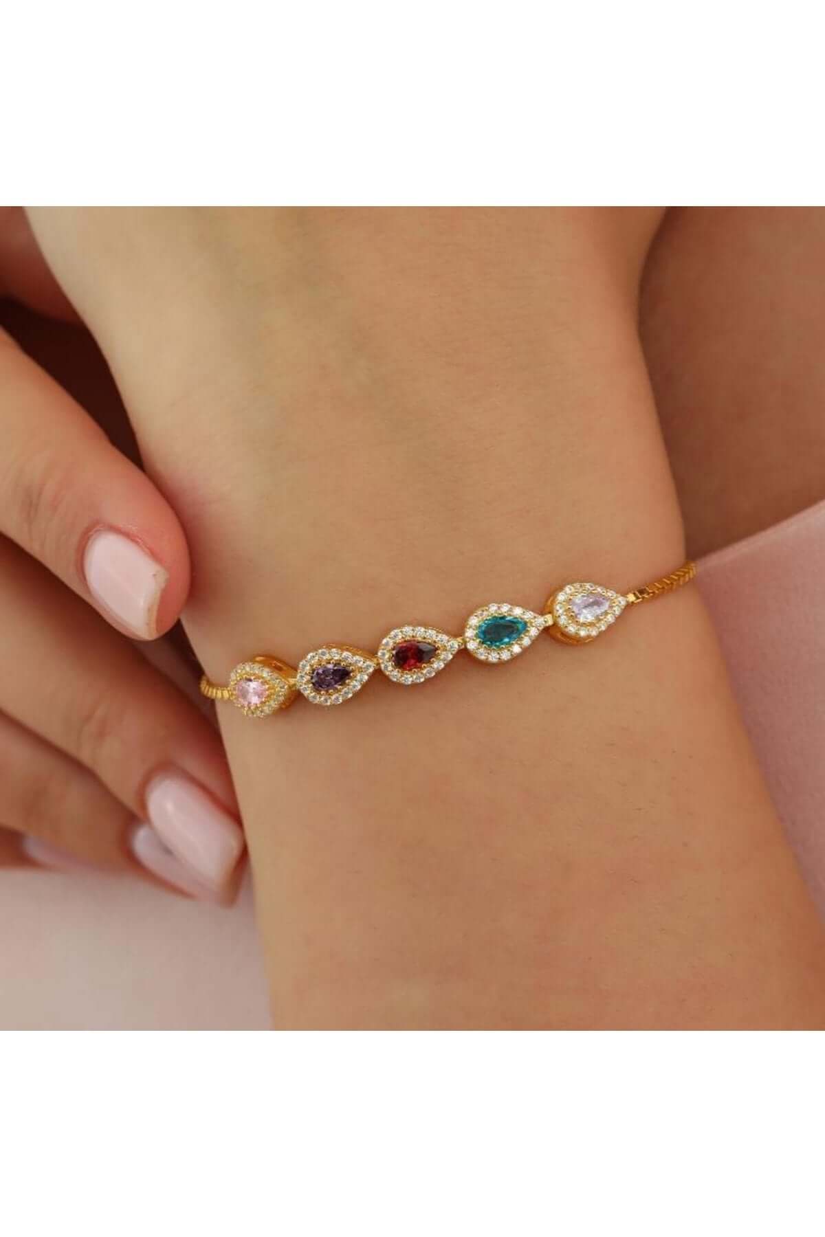 Damla Kesim Doğum Ayı Doğal Taşlı Kişiye Özel Bileklik - ÖzelSen