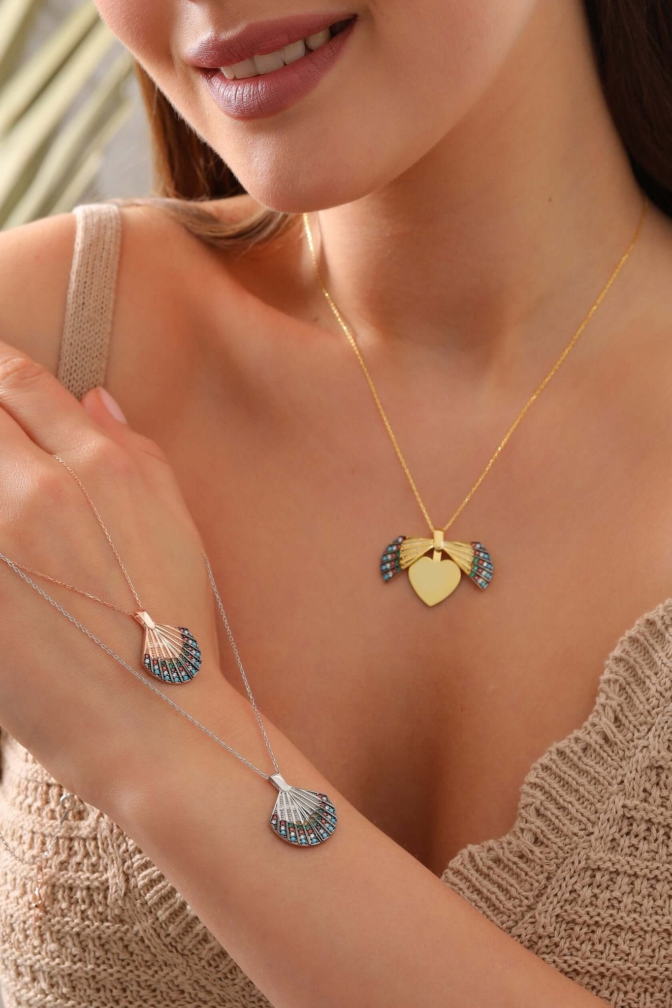 Deniz Kabuğu 925 Ayar Gümüş İsimli Kolye - ÖzelSen