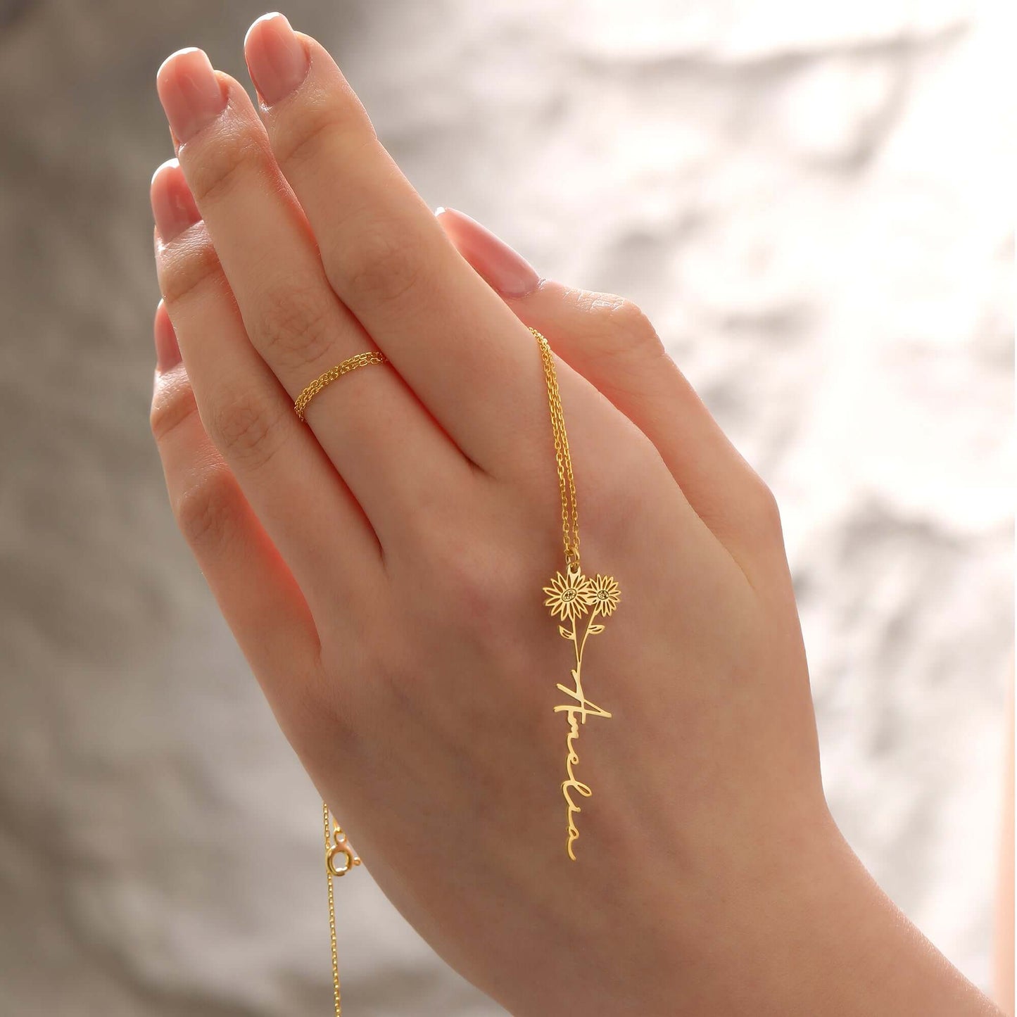 Doğum Ayı Çiçekli 925 Ayar Gümüş İsimli Kolye - ÖzelSen