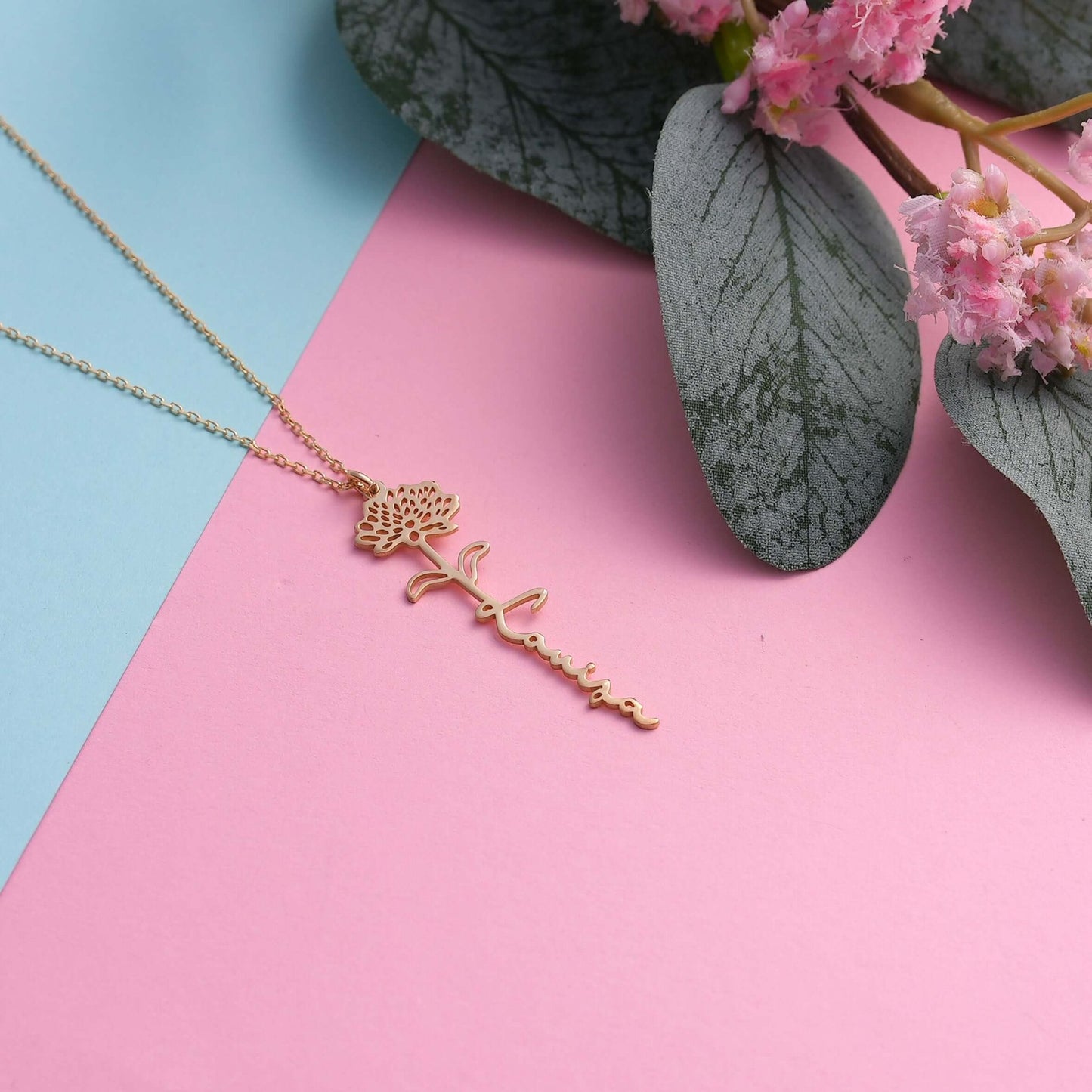 Doğum Ayı Çiçekli 925 Ayar Gümüş İsimli Kolye - ÖzelSen