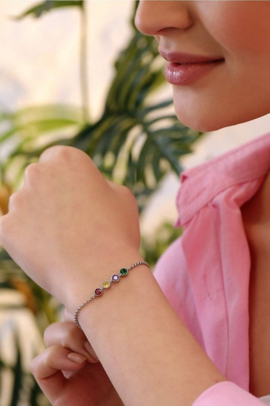 Doğum Ayı Doğal Taşlı Kişiye Özel Bileklik – 925 Ayar Gümüş & Şık Tasarım - ÖzelSen