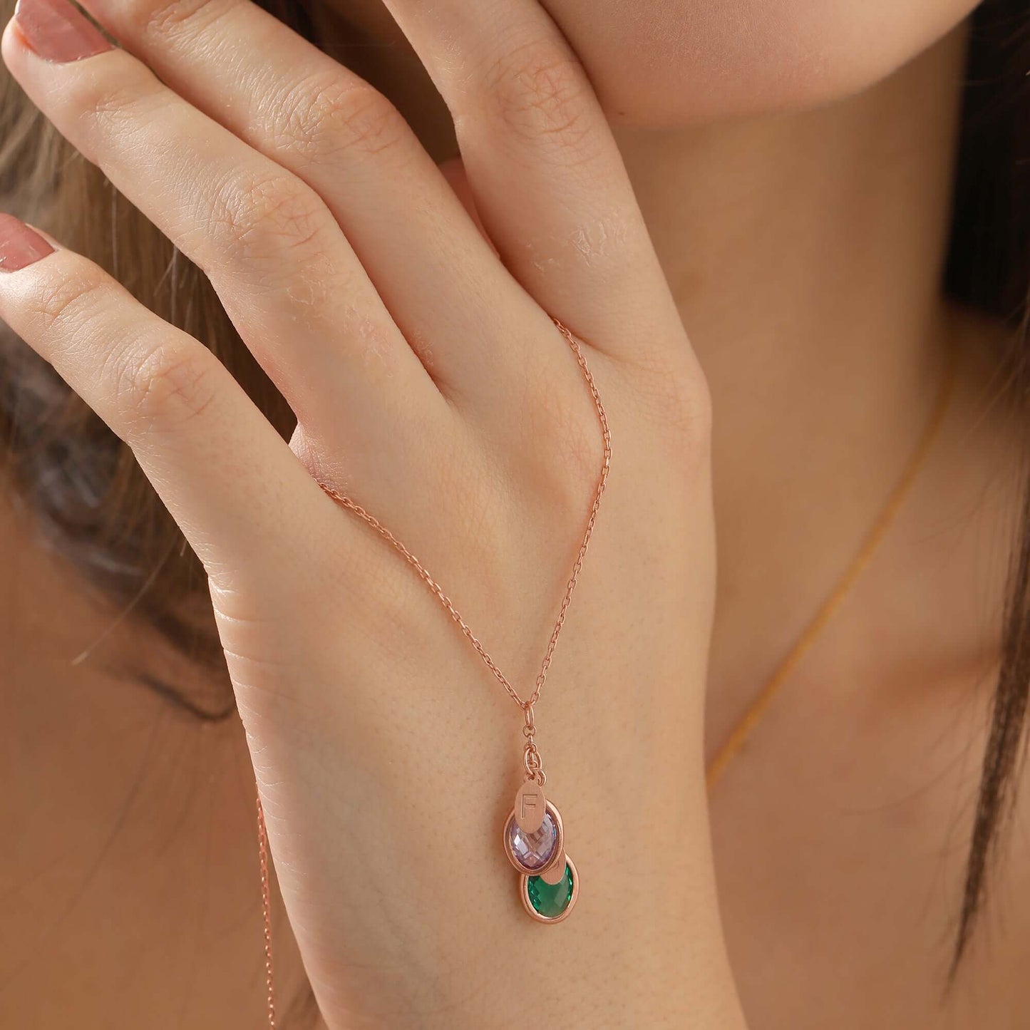 Doğum Ayı Taşlı 925 Ayar Gümüş Harfli Kolye - ÖzelSen