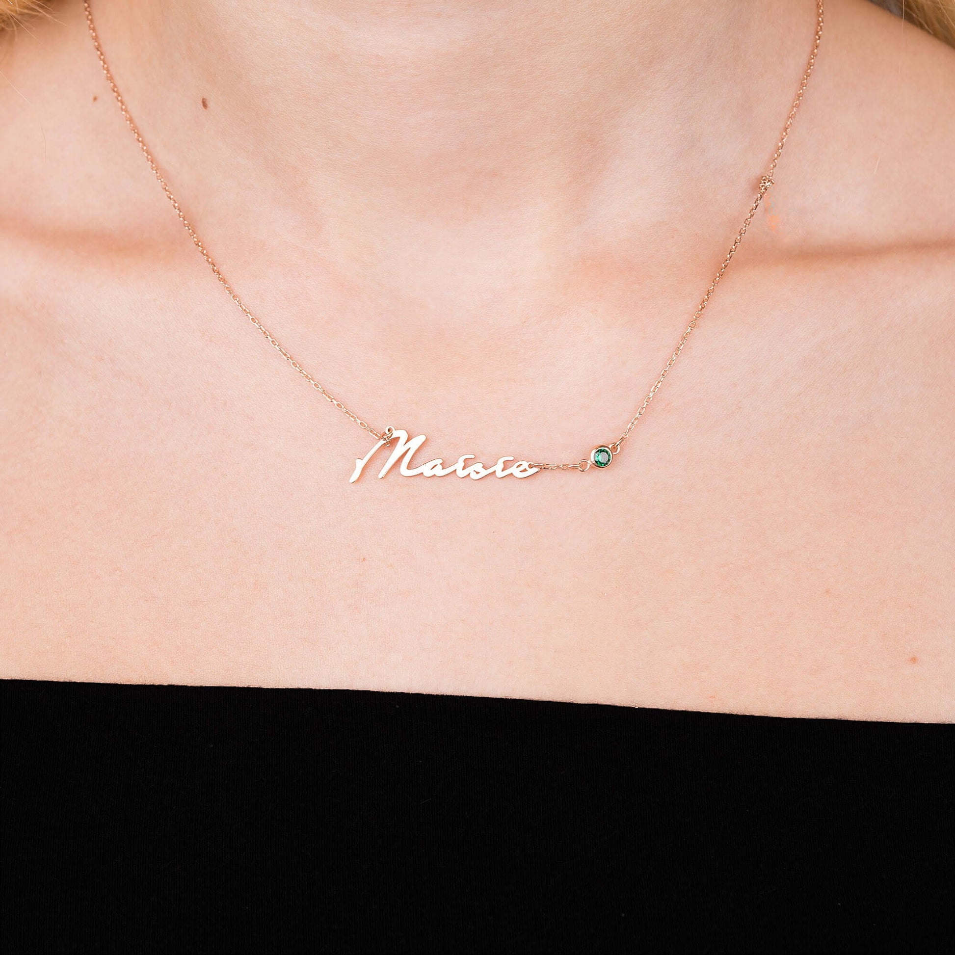 Doğum Ayı Taşlı 925 Ayar Gümüş İsimli Kolye - ÖzelSen