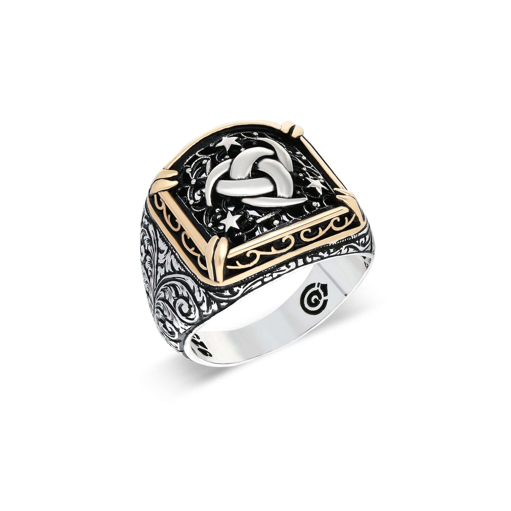 El Oyması Gövdeli Teşkilat - ı Mahsusa Motifli Gümüş Yüzük - ÖzelSen