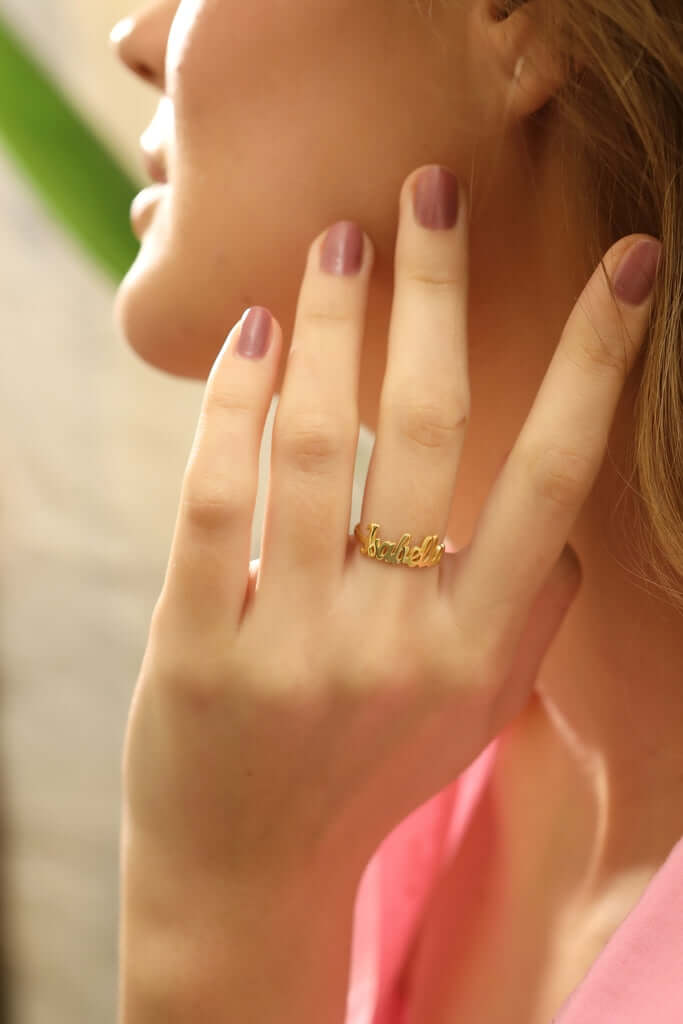 El Yapımı Kişiye Özel Gümüş İsimli Yüzük - ÖzelSen