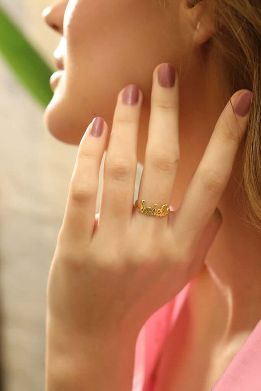 El Yapımı Kişiye Özel Gümüş İsimli Yüzük - ÖzelSen