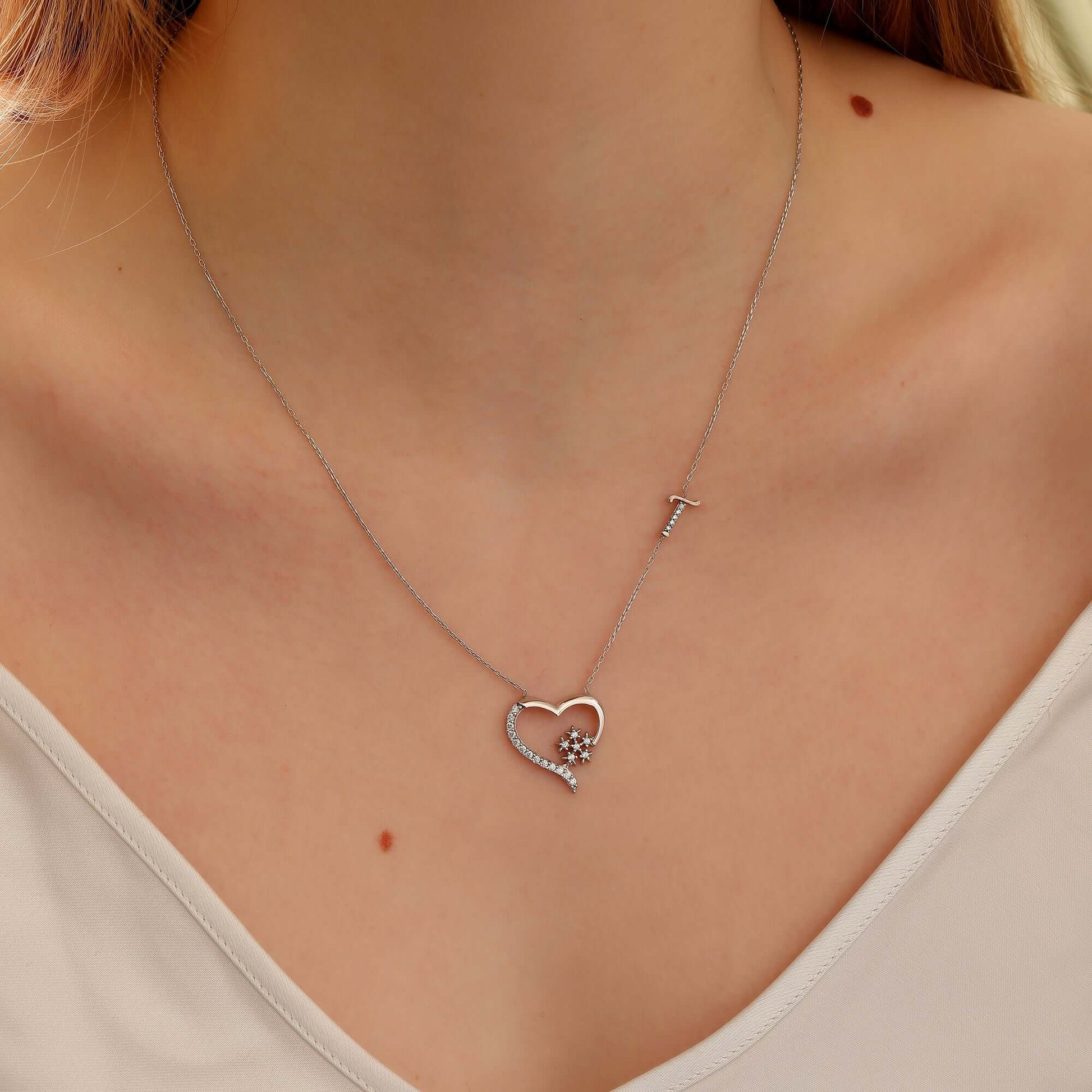 Kalpli Kişiye Özel 925 Ayar Gümüş Harfli Kolye - ÖzelSen