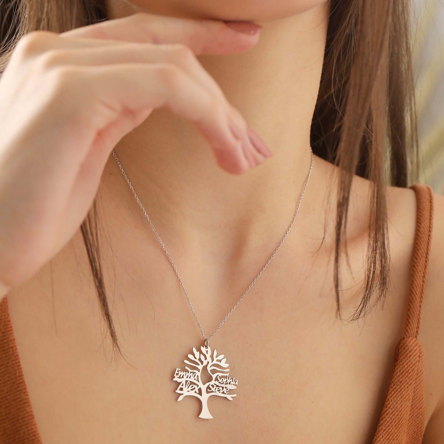 Hayat Ağacı Gümüş 4 İsimli Kolye - ÖzelSen