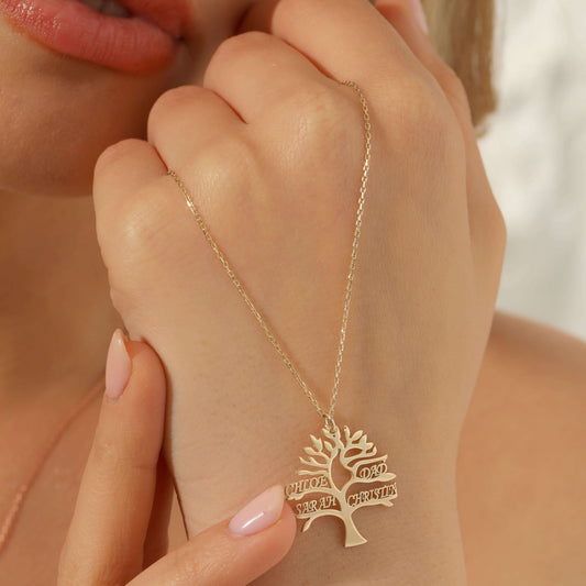 Hayat Ağacı Gümüş 4 İsimli Kolye - ÖzelSen