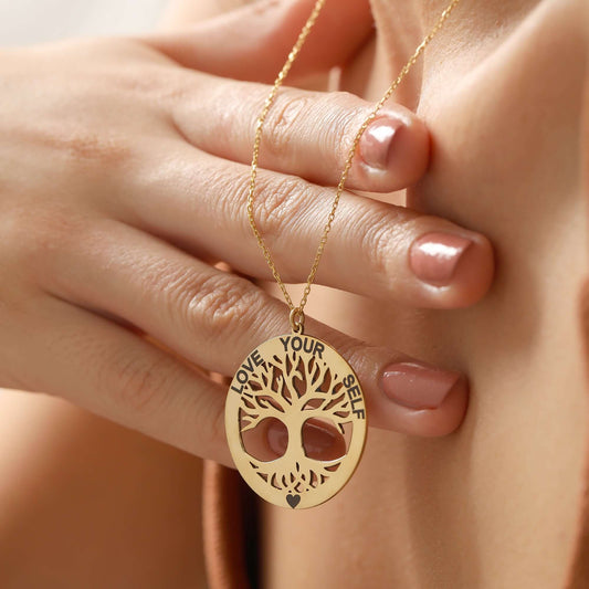 Hayat Ağacı Simgeli 925 Ayar Gümüş İsimli Kolye - ÖzelSen