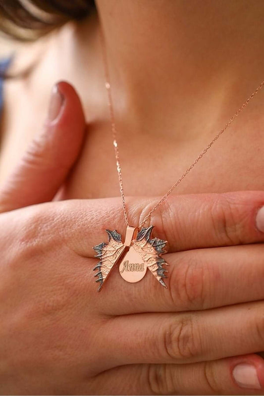 Kişiye Özel Çınar Yaprağı 925 Ayar Gümüş İsimli Kolye - ÖzelSen