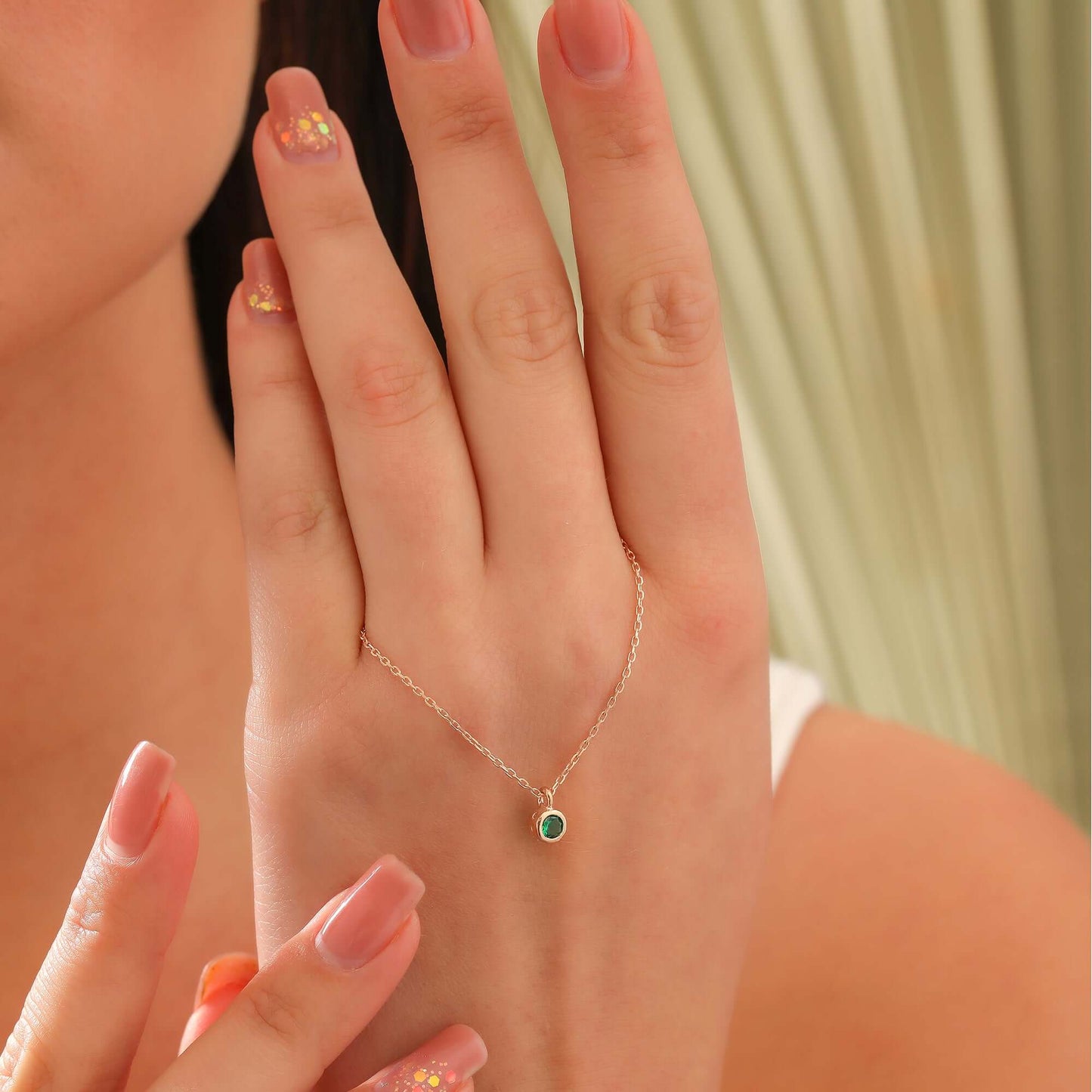 Kişiye Özel Doğum Ayı Taşlı 925 Ayar Gümüş Kolye - ÖzelSen