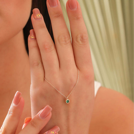 Kişiye Özel Doğum Ayı Taşlı 925 Ayar Gümüş Kolye - ÖzelSen