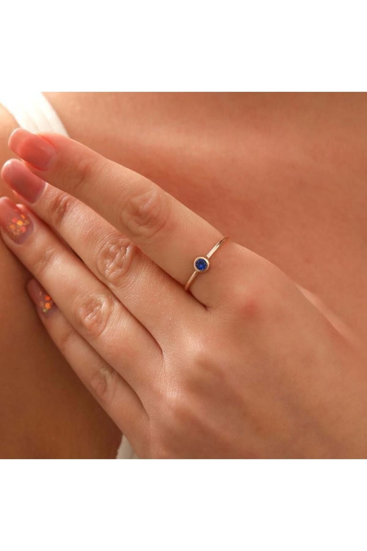 Kişiye Özel Doğum Ayı Taşlı 925 Ayar Gümüş Yüzük - ÖzelSen