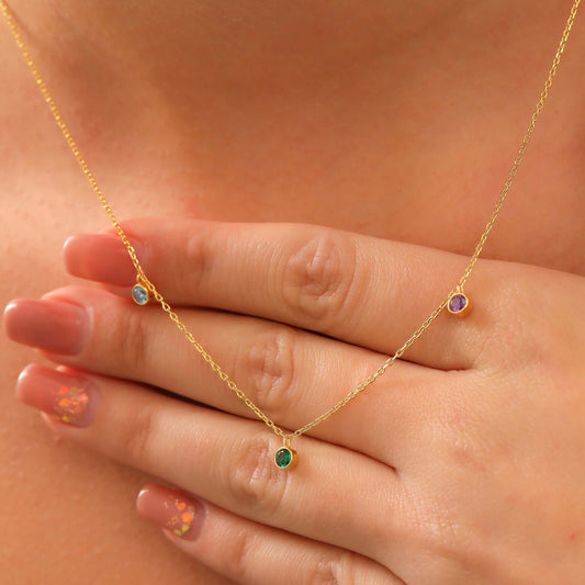 Kişiye Özel Doğum Ayı Taşlı Gümüş Kolye - ÖzelSen