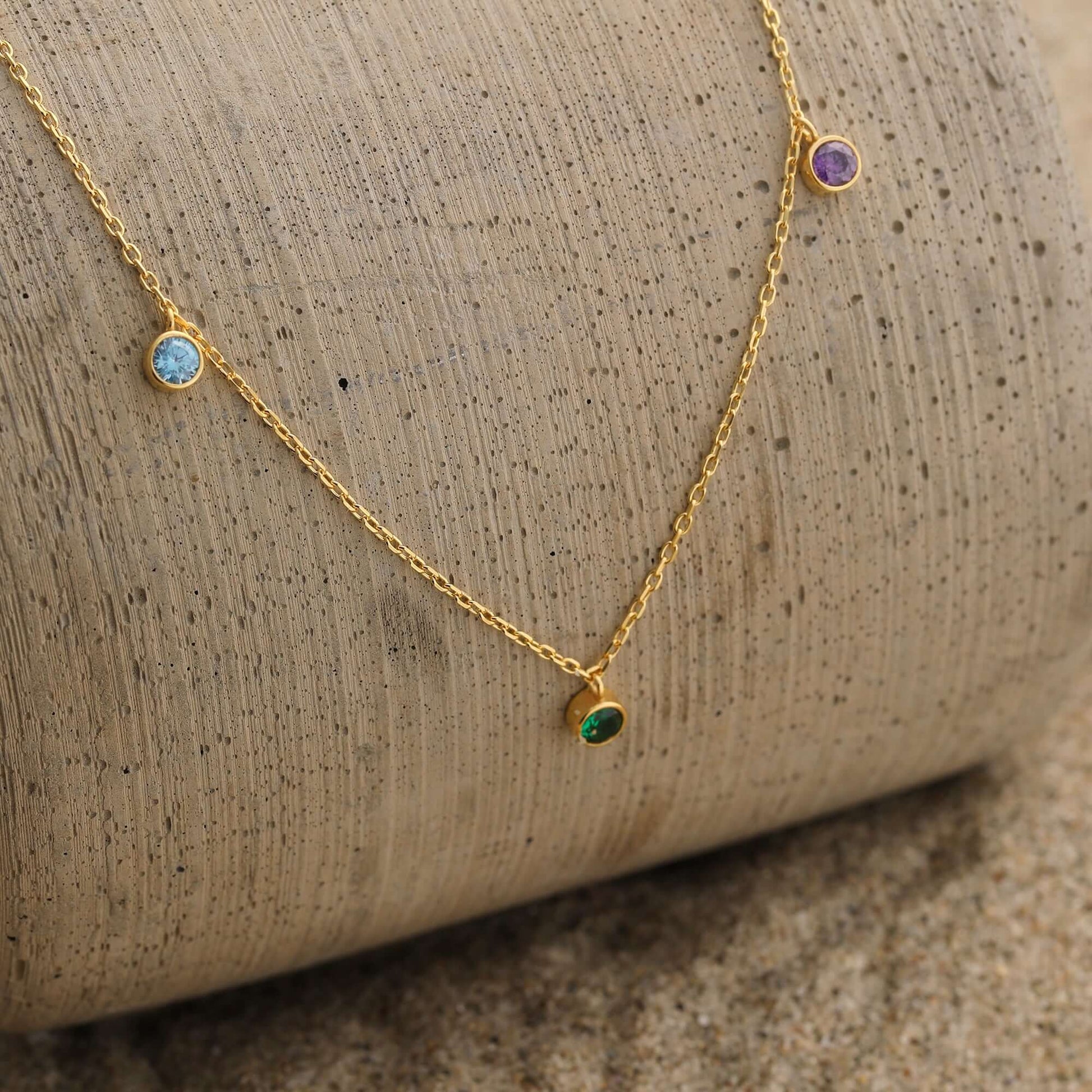 Kişiye Özel Doğum Ayı Taşlı Gümüş Kolye - ÖzelSen