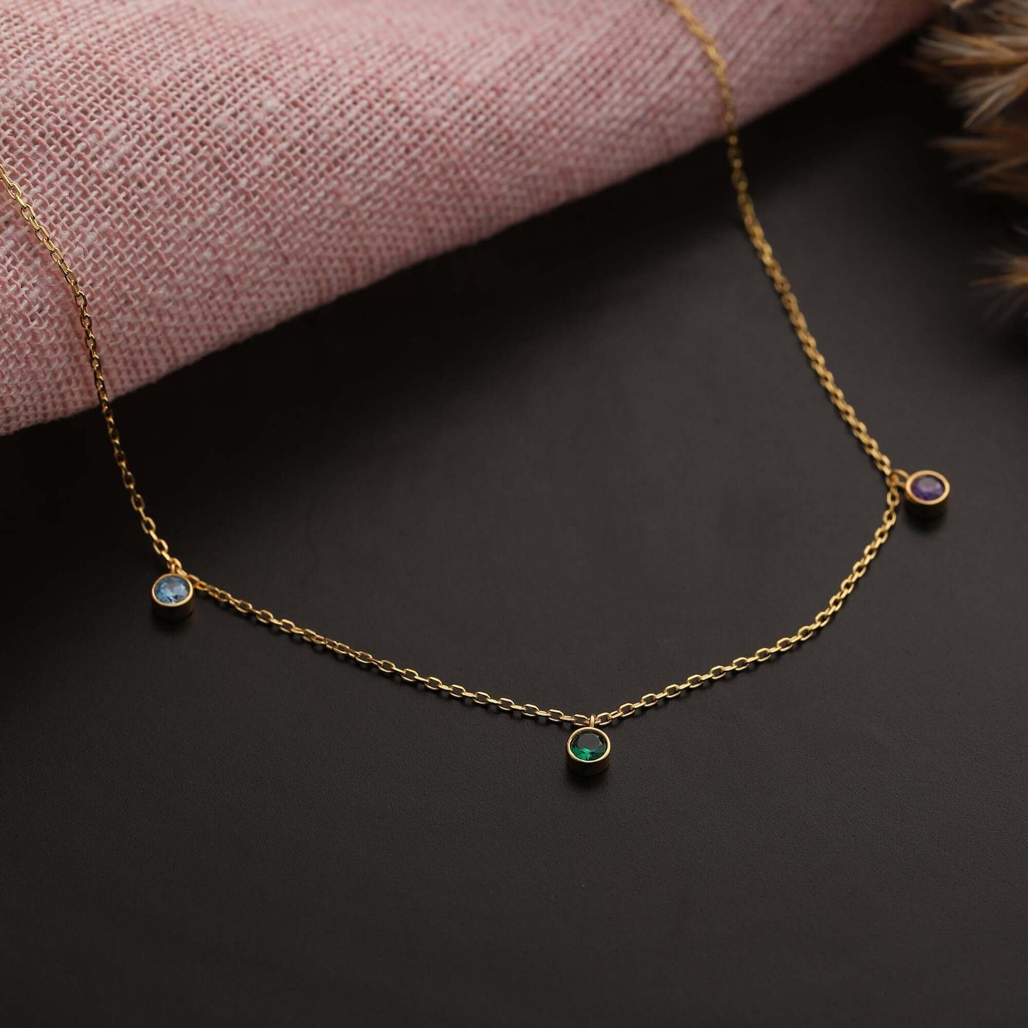 Kişiye Özel Doğum Ayı Taşlı Gümüş Kolye - ÖzelSen