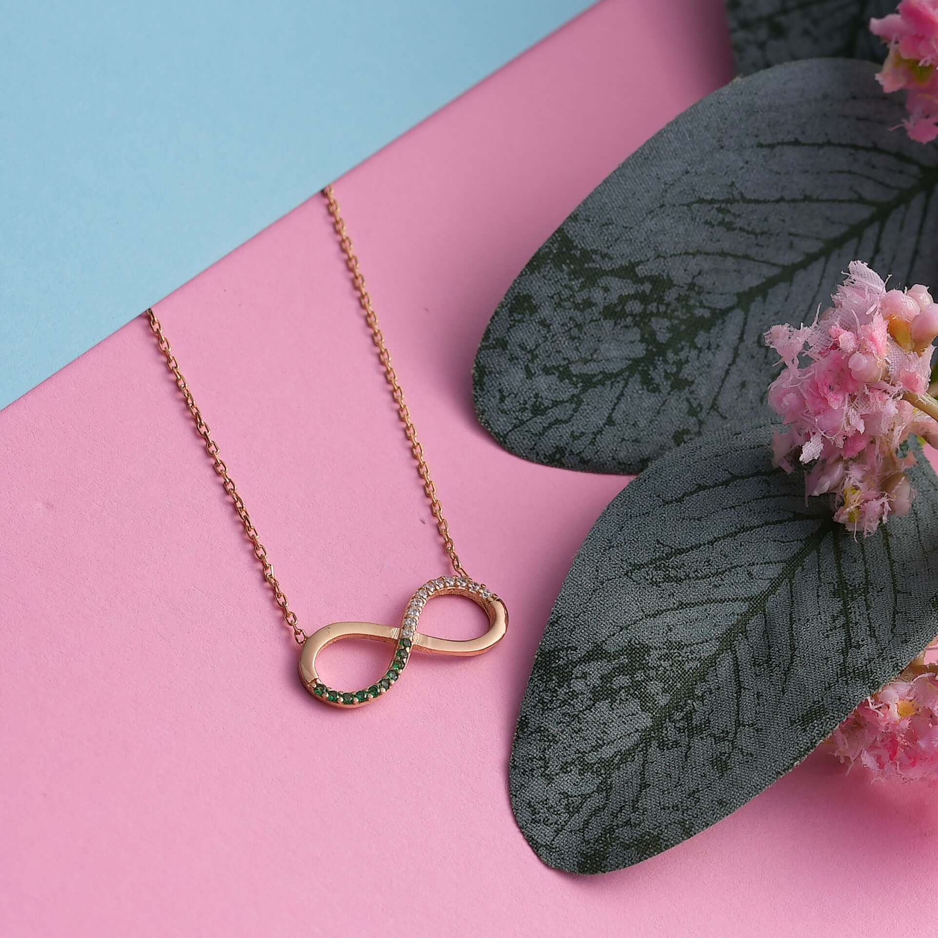 Kişiye Özel Doğum Ayı Taşlı Gümüş Sonsuzluk Kolye - ÖzelSen