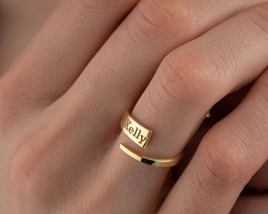 Kişiye Özel El Yazısı Altın Kaplama Gümüş İsimli Yüzük - ÖzelSen