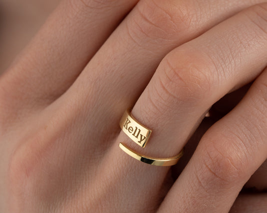Gümüş İsimli Yüzük | Kişiye Özel El Yazısı Altın Kaplama Kadın