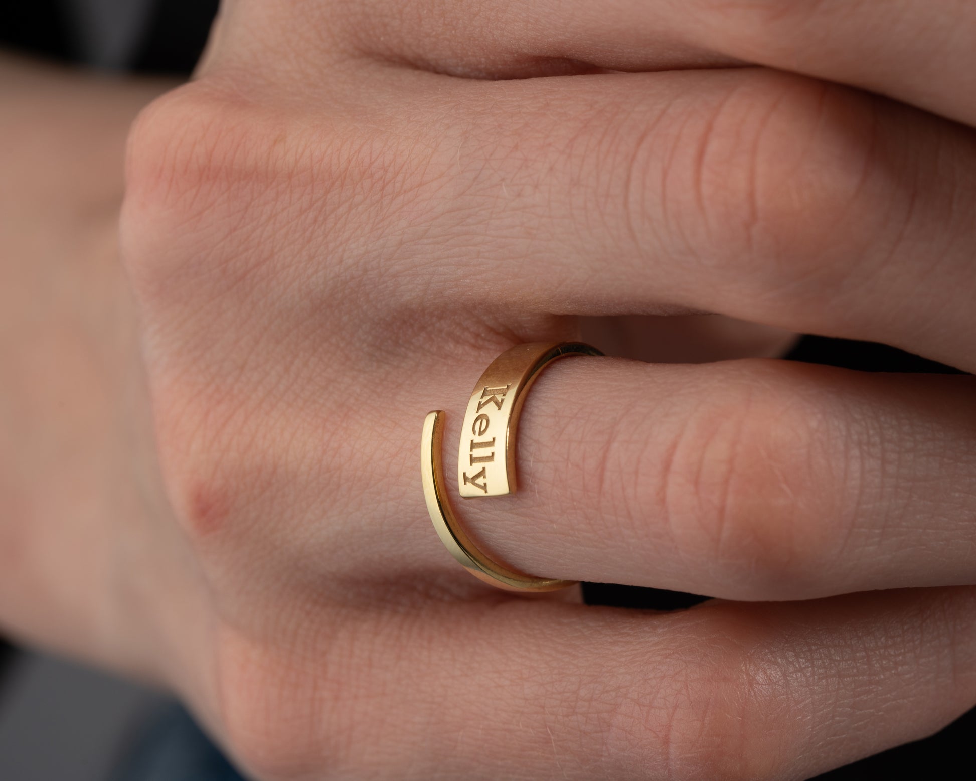 Gümüş İsimli Yüzük | Kişiye Özel El Yazısı Altın Kaplama Kadın