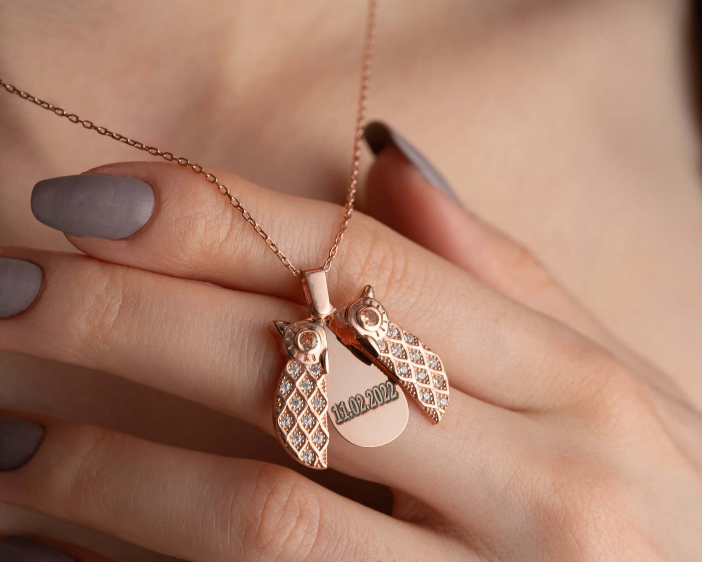 Kişiye Özel İsimli Açılır Kapaklı Gümüş Baykuş Kolye - ÖzelSen