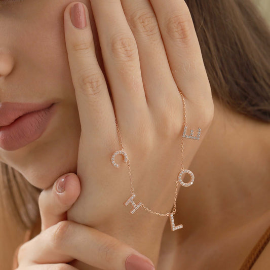 Kişiye Özel Zirkon Taşlı 925 Ayar Gümüş Harfli Kolye - ÖzelSen