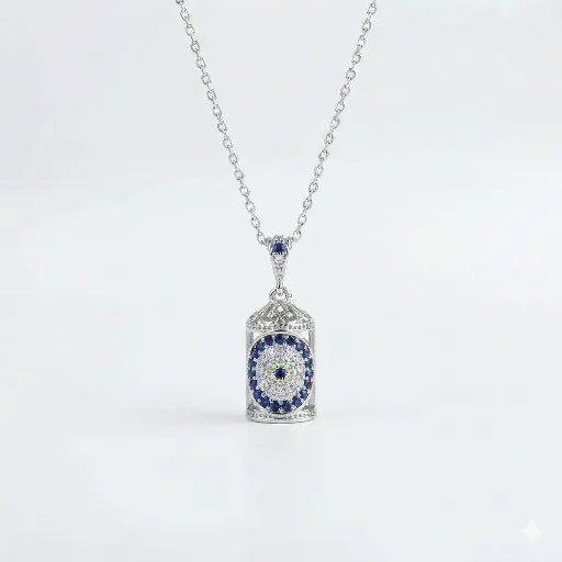 Nazar Boncuklu 925 Ayar Gümüş Cevşen Kolye - ÖzelSen