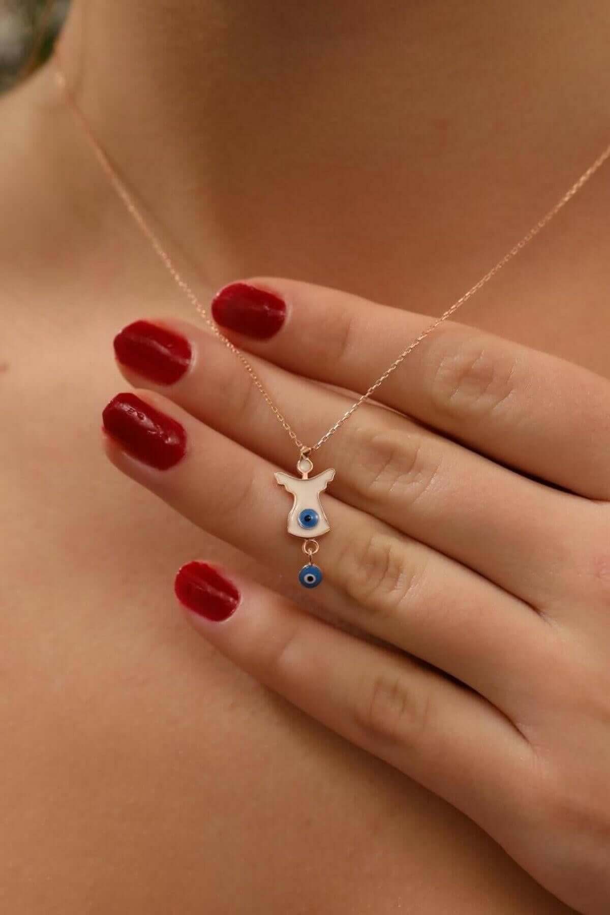 Nazar Boncuklu 925 Ayar Gümüş Sufi Kolye - ÖzelSen