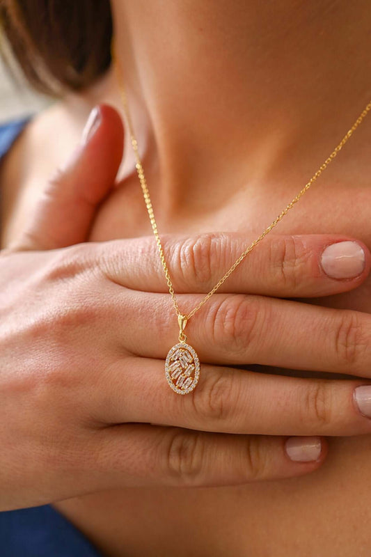 Özel Oval Tasarım 925 Ayar Gümüş Baget Kolye - ÖzelSen