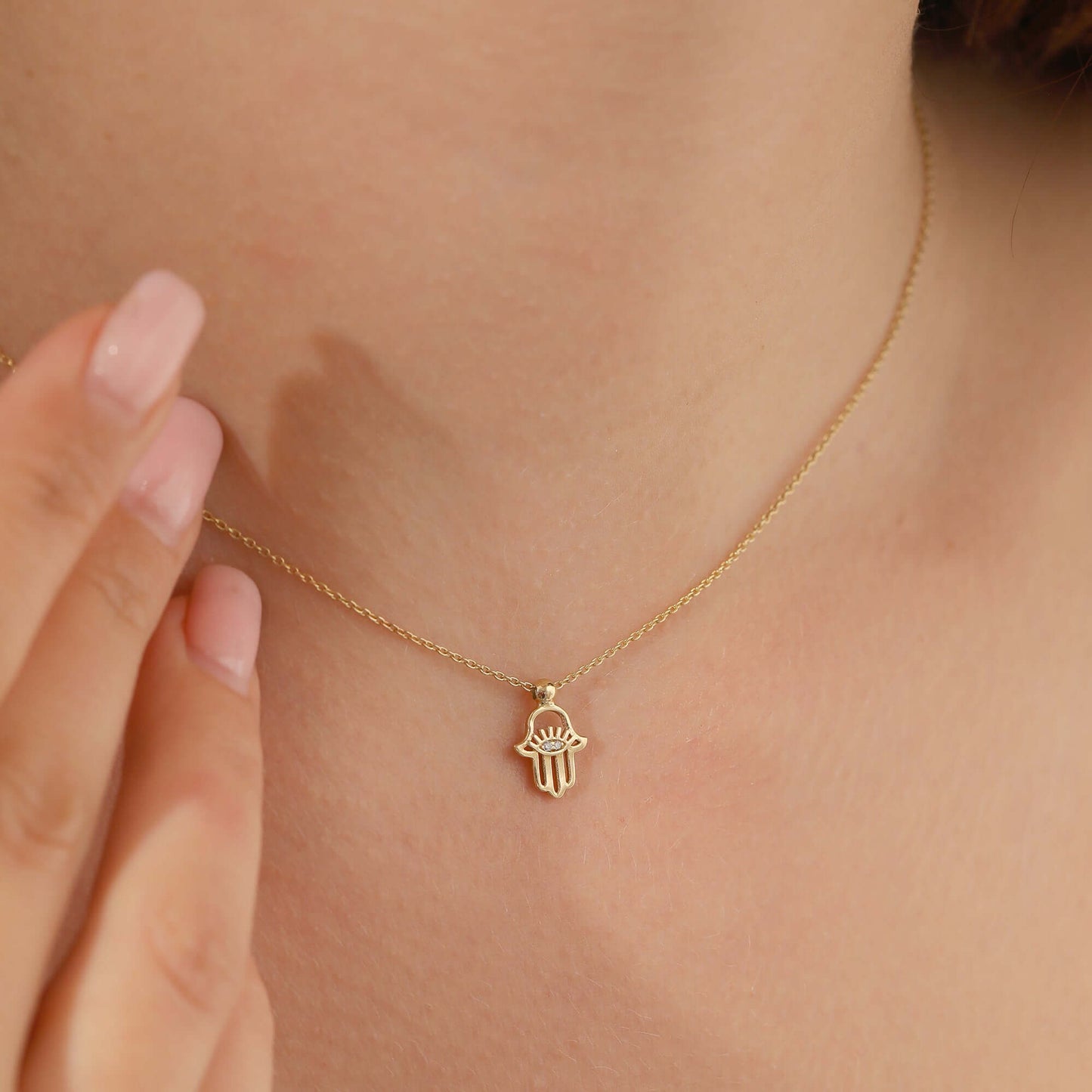 ÖzelSen 925 Ayar Gümüş Fatma Ana Eli Minimal Kolye - ÖzelSen