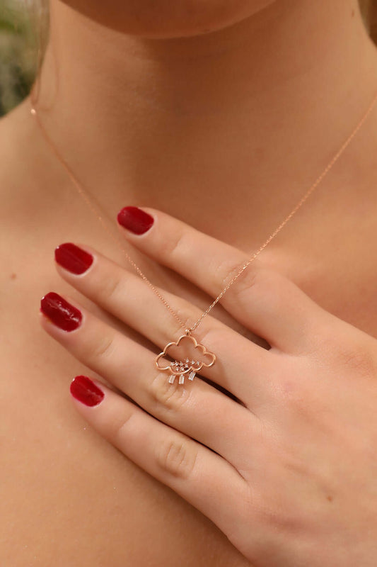 ÖzelSen 925 Ayar Gümüş Yağmur Damlası Minimal Kolye - ÖzelSen