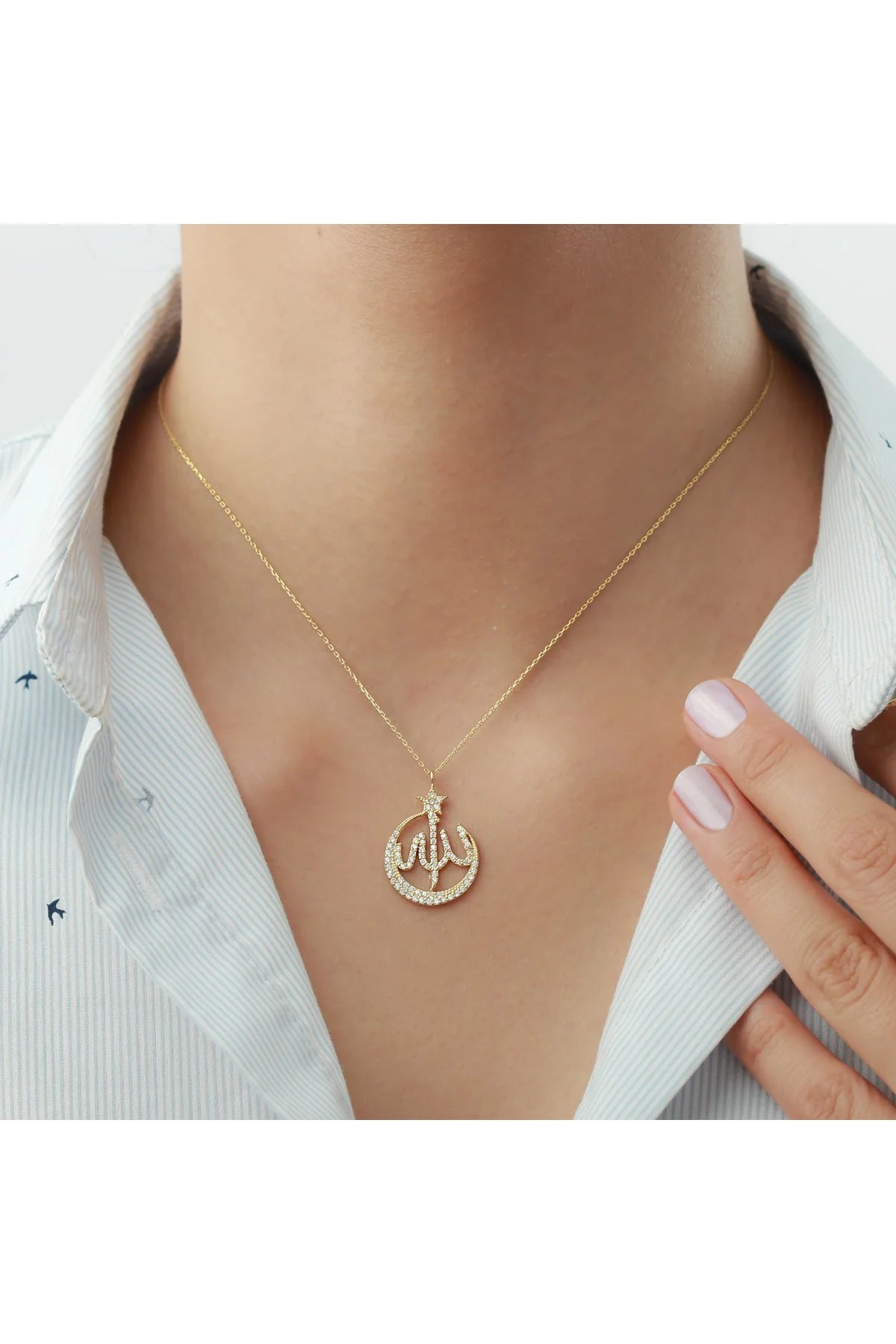 Allah Lafzı 925 Ayar Altın Kaplama Gümüş Kolye – 2