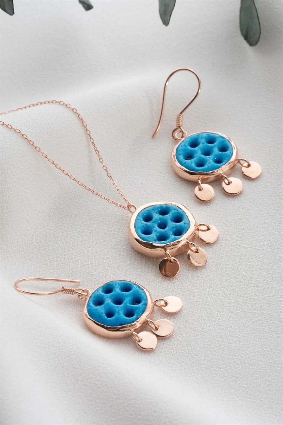 Süryani Gözü 925 Ayar Rose Kaplama Gümüş Set – 3