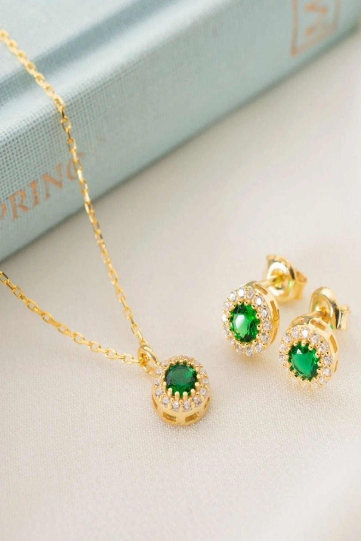 Mayıs Ayı Doğum Taşı (Emerald) 925 Ayar Altın Kaplama Gümüş S