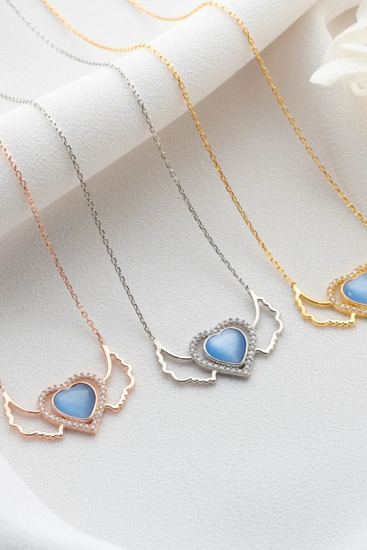 Kanatlı Kalp 925 Ayar Rose Kaplama Gümüş Kolye – 2