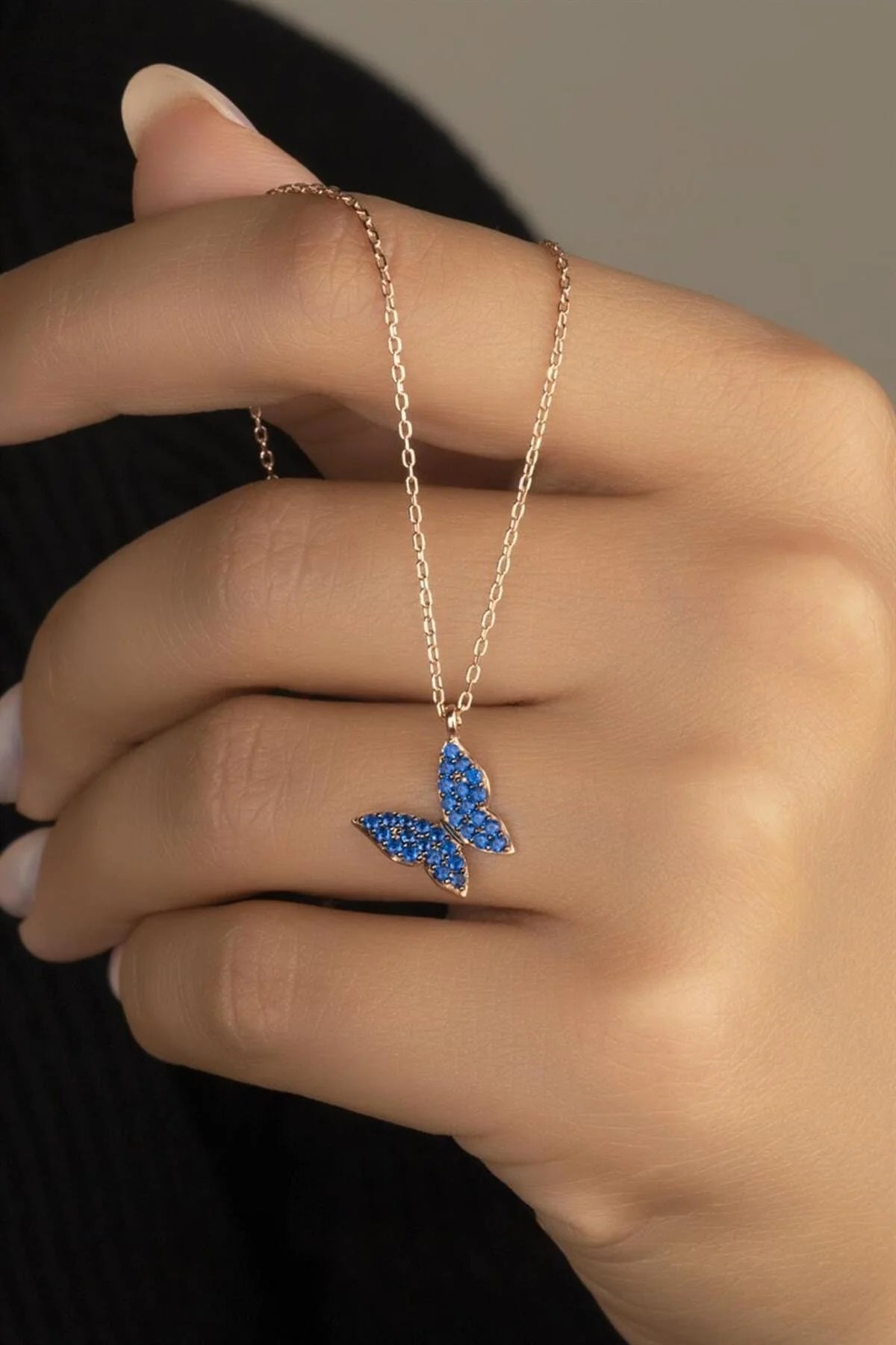 Kelebek 925 Ayar Rose Kaplama Gümüş Kolye – 6