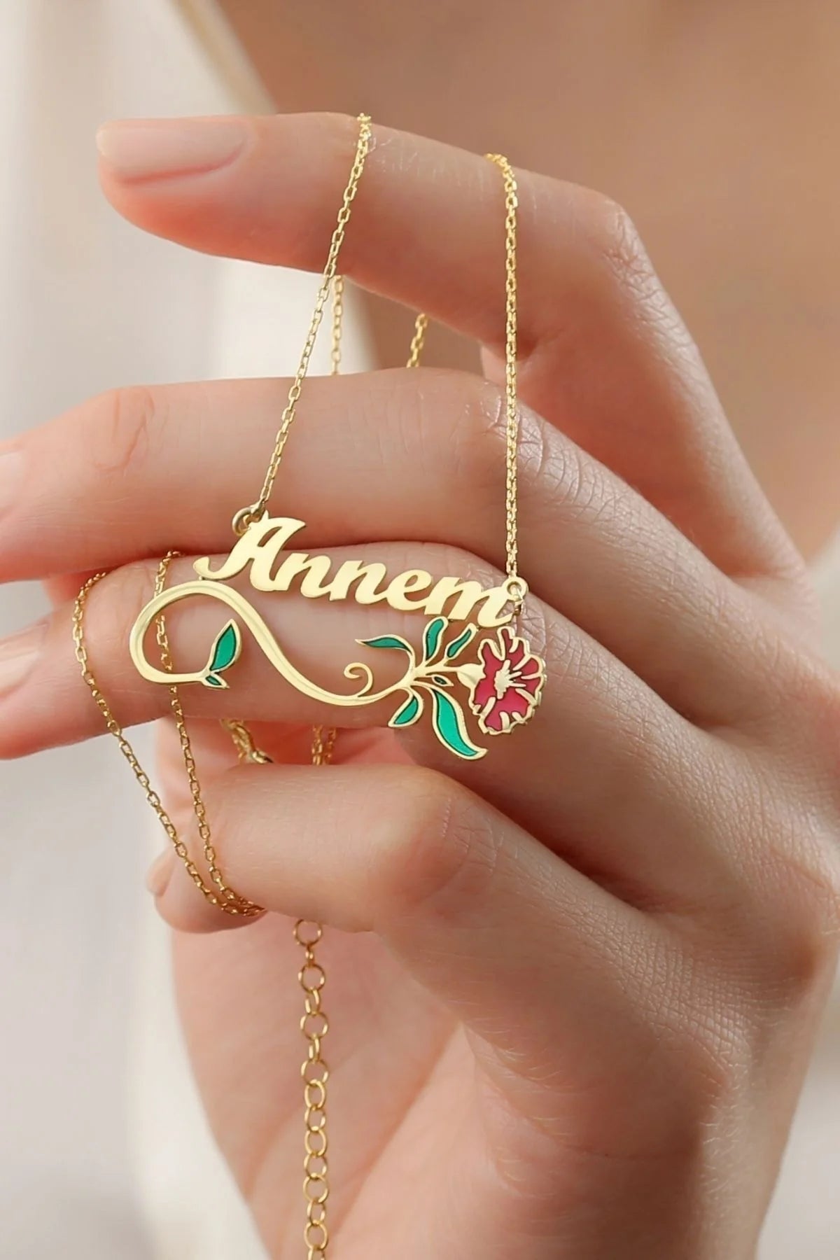 Annem Karanfil 925 Ayar Altın Kaplama Gümüş Kolye