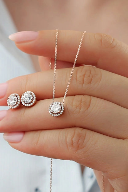 Pırlanta Model 925 Ayar Altın Kaplama Gümüş Set – 3