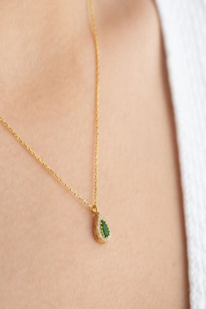 Mayıs Ayı Doğum Taşı (Emerald) 925 Ayar Altın Kaplama Gümüş Set