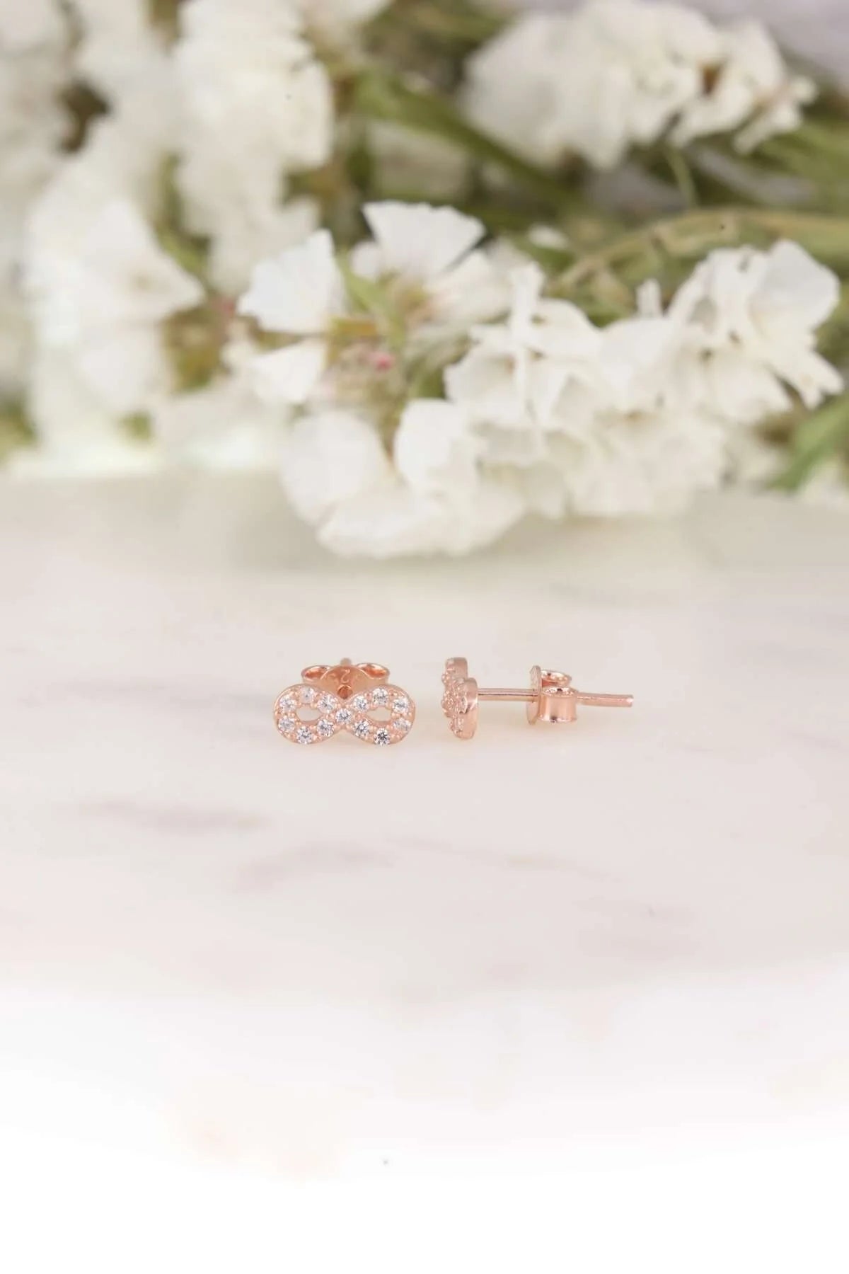 Minik Sonsuzluk 925 Ayar Rose Kaplama Gümüş Küpe